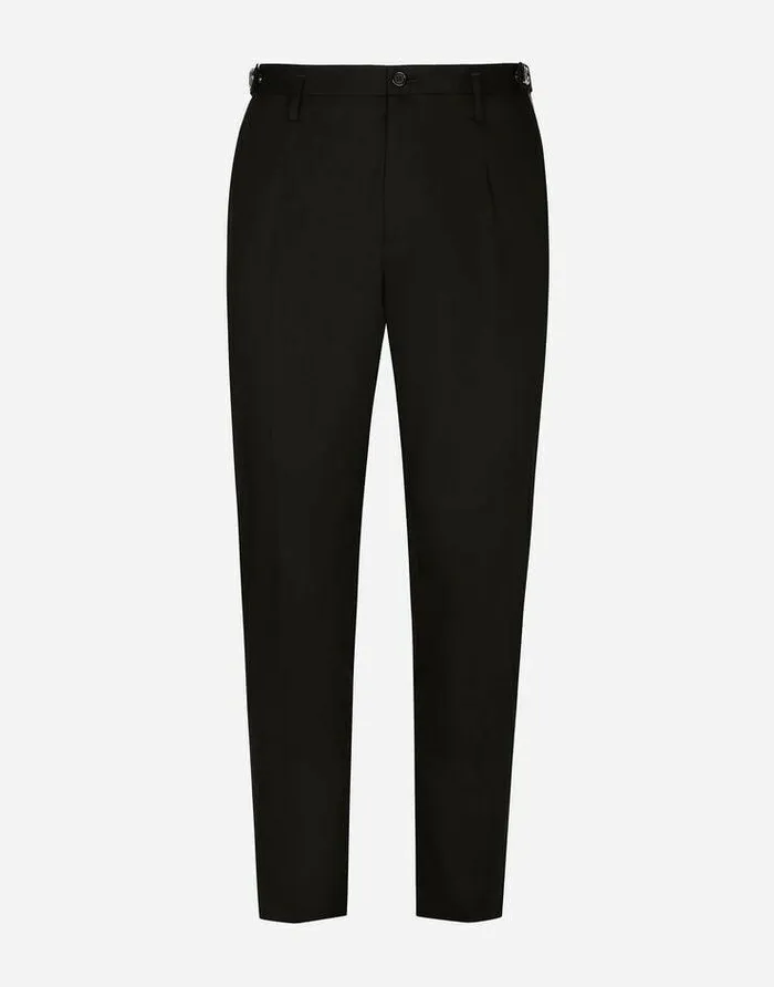 Dolce and Gabbana Trousers And Shorts Men Stretch Cotton Pants With DG Hardware Black Dolce and Gabbana Trousers And Shorts Men Stretch Cotton Pants With DG Hardware Black