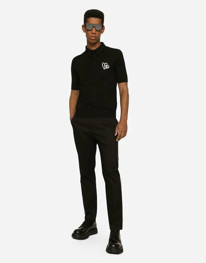 Dolce and Gabbana Trousers And Shorts Men Stretch Cotton Pants With DG Hardware Black Dolce and Gabbana Trousers And Shorts Men Stretch Cotton Pants With DG Hardware Black
