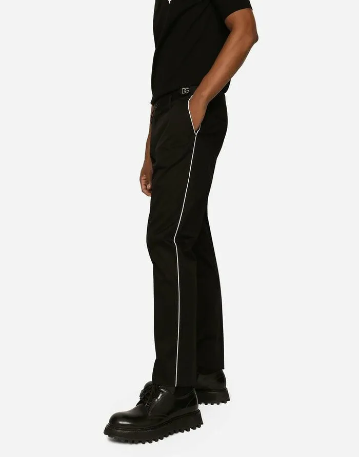 Dolce and Gabbana Trousers And Shorts Men Stretch Cotton Pants With DG Hardware Black Dolce and Gabbana Trousers And Shorts Men Stretch Cotton Pants With DG Hardware Black