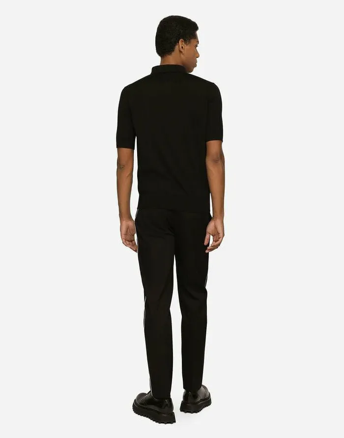 Dolce and Gabbana Trousers And Shorts Men Stretch Cotton Pants With DG Hardware Black Dolce and Gabbana Trousers And Shorts Men Stretch Cotton Pants With DG Hardware Black