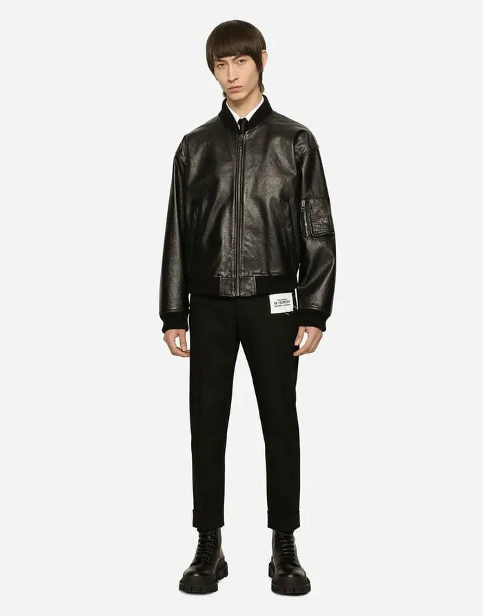 Dolce and Gabbana Trousers And Shorts Men Stretch Drill Pants With ReEdition Label Black