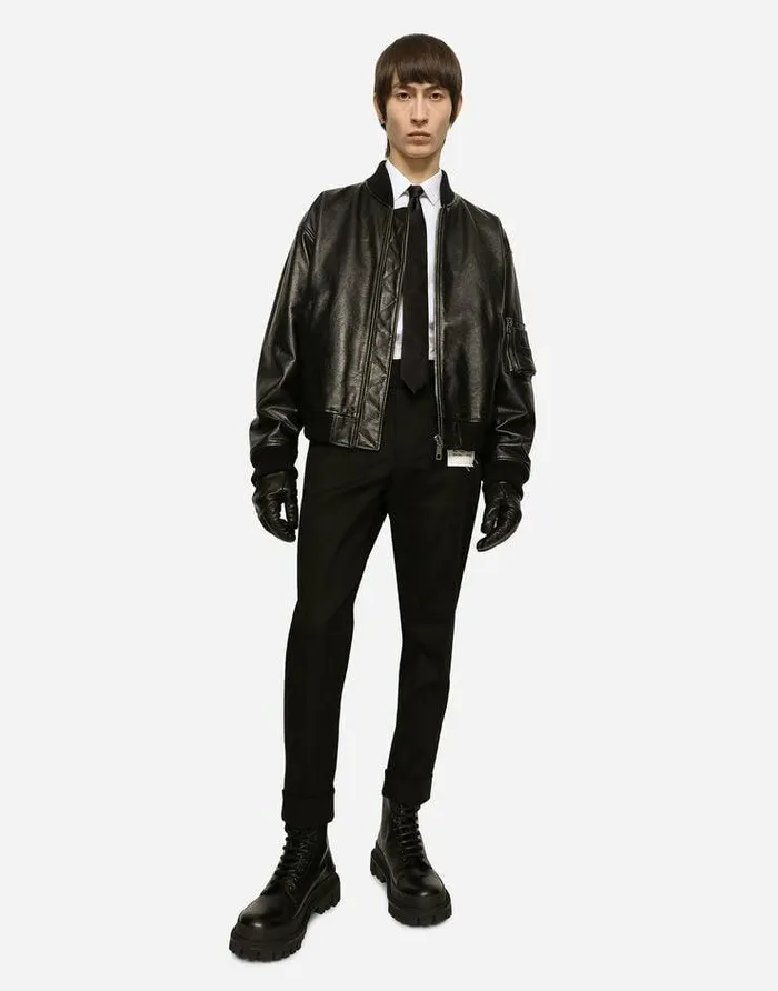 Dolce and Gabbana Trousers And Shorts Men Stretch Drill Pants With ReEdition Label Black