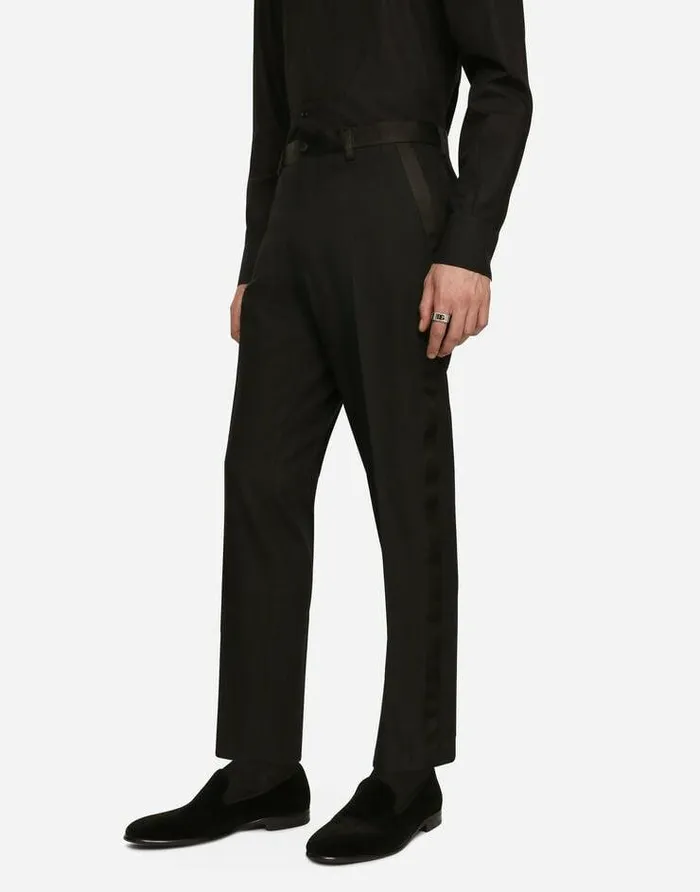 Dolce and Gabbana Trousers And Shorts Men Stretch Tuxedo Pants Black Dolce and Gabbana Trousers And Shorts Men Stretch Tuxedo Pants Black