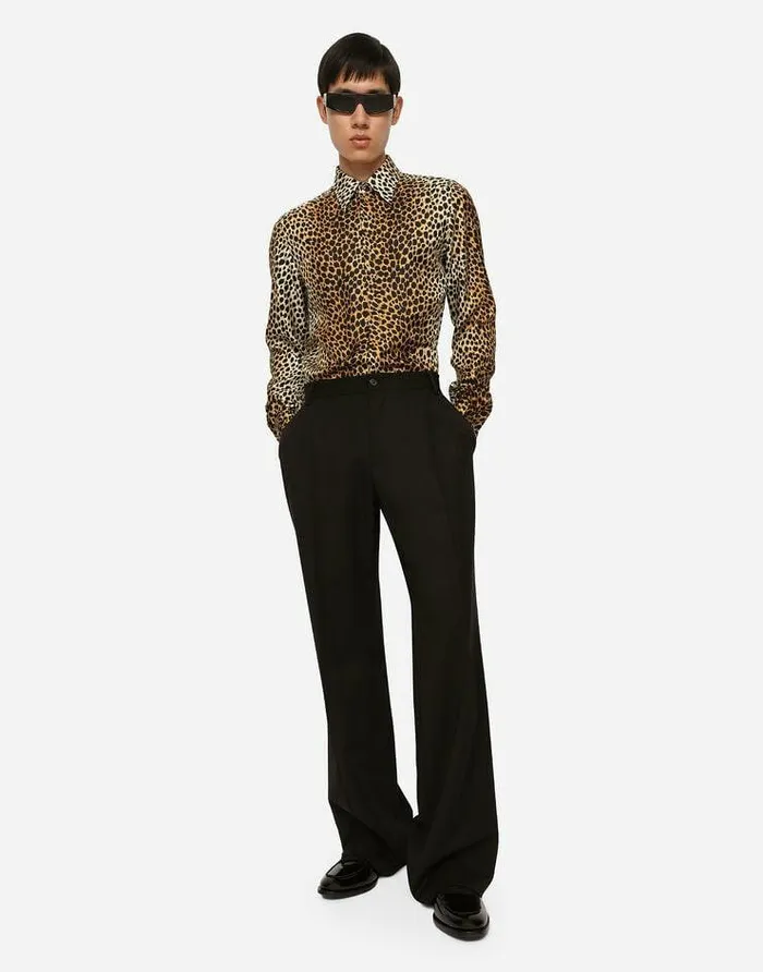 Dolce and Gabbana Trousers And Shorts Men Stretch Virgin Wool Pants With Straight Leg Black Dolce and Gabbana Trousers And Shorts Men Stretch Virgin Wool Pants With Straight Leg Black