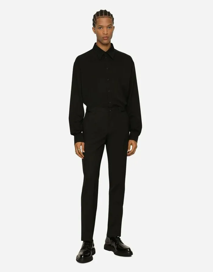 Dolce and Gabbana Trousers And Shorts Men Stretch Wool Tuxedo Pants Black Dolce and Gabbana Trousers And Shorts Men Stretch Wool Tuxedo Pants Black