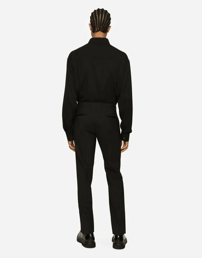 Dolce and Gabbana Trousers And Shorts Men Stretch Wool Tuxedo Pants Black Dolce and Gabbana Trousers And Shorts Men Stretch Wool Tuxedo Pants Black
