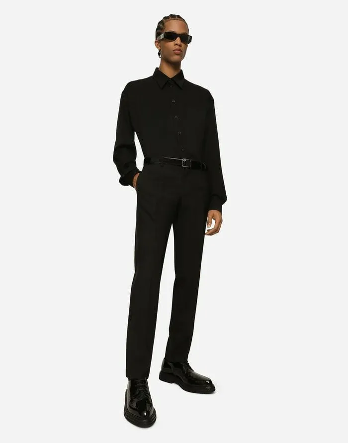 Dolce and Gabbana Trousers And Shorts Men Stretch Wool Tuxedo Pants Black Dolce and Gabbana Trousers And Shorts Men Stretch Wool Tuxedo Pants Black