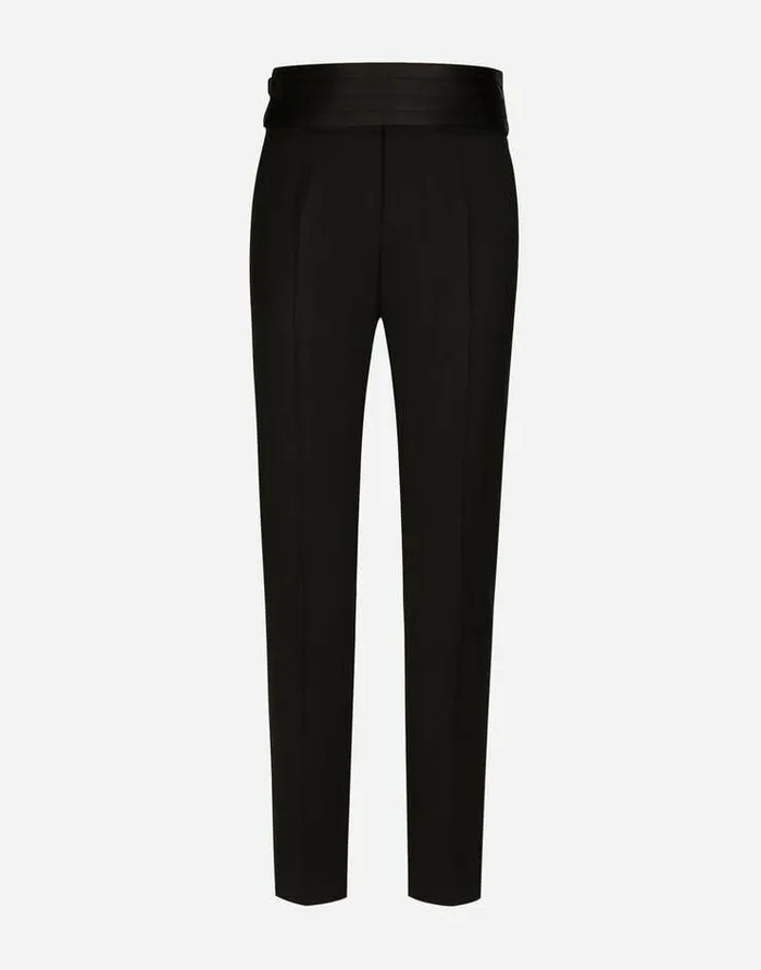 Dolce and Gabbana Trousers And Shorts Men Stretch Wool Twill Tuxedo Pants Black Dolce and Gabbana Trousers And Shorts Men Stretch Wool Twill Tuxedo Pants Black