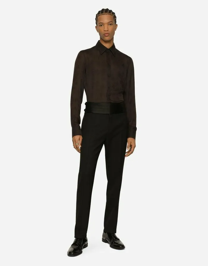 Dolce and Gabbana Trousers And Shorts Men Stretch Wool Twill Tuxedo Pants Black Dolce and Gabbana Trousers And Shorts Men Stretch Wool Twill Tuxedo Pants Black