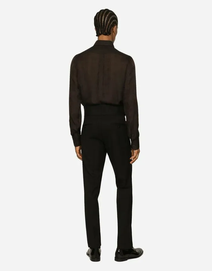 Dolce and Gabbana Trousers And Shorts Men Stretch Wool Twill Tuxedo Pants Black Dolce and Gabbana Trousers And Shorts Men Stretch Wool Twill Tuxedo Pants Black