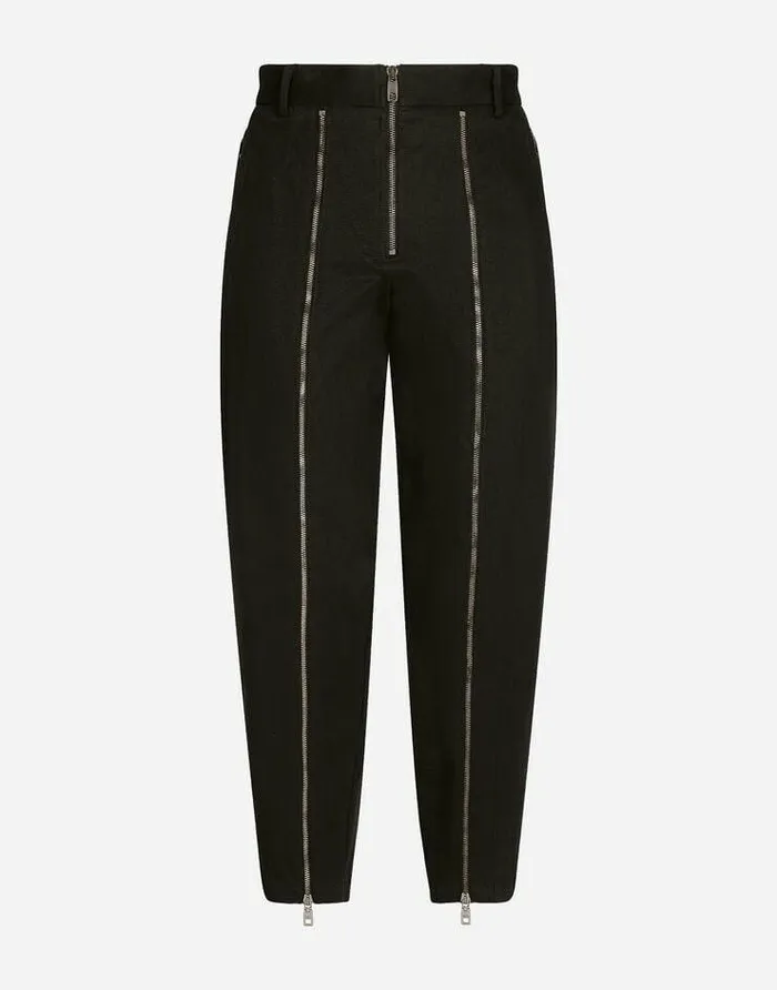 Dolce and Gabbana Trousers And Shorts Men Washed Stretch Gabardine Pants With Zipper Black Dolce and Gabbana Trousers And Shorts Men Washed Stretch Gabardine Pants With Zipper Black