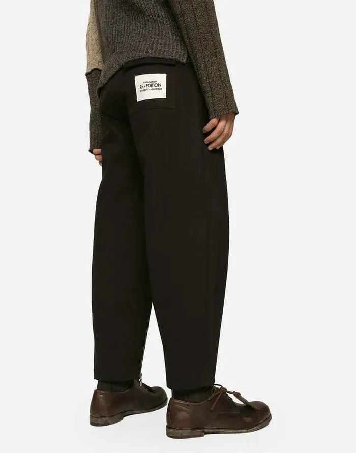 Dolce and Gabbana Trousers And Shorts Men Washed Stretch Gabardine Pants With Zipper Black Dolce and Gabbana Trousers And Shorts Men Washed Stretch Gabardine Pants With Zipper Black