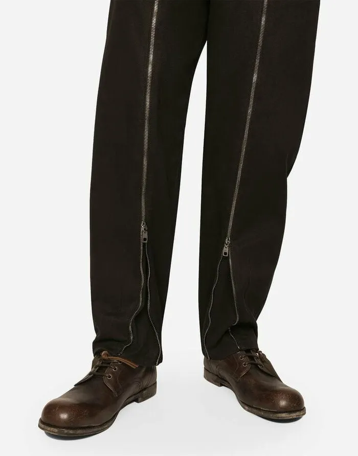 Dolce and Gabbana Trousers And Shorts Men Washed Stretch Gabardine Pants With Zipper Black Dolce and Gabbana Trousers And Shorts Men Washed Stretch Gabardine Pants With Zipper Black