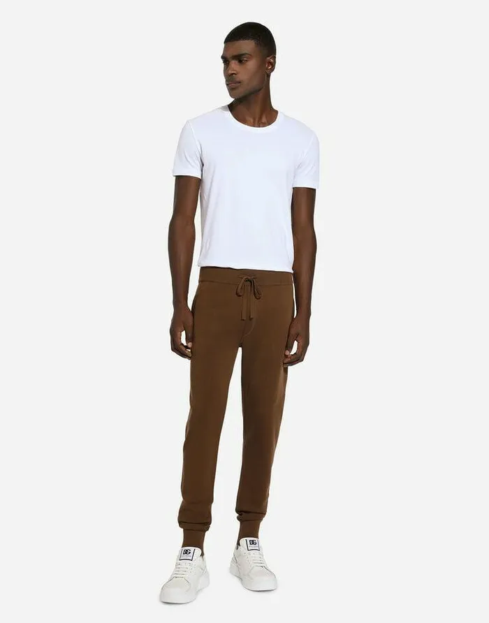 Dolce and Gabbana Trousers And Shorts Men Wool And Cashmere Knit Jogging Pants Brown Dolce and Gabbana Trousers And Shorts Men Wool And Cashmere Knit Jogging Pants Brown