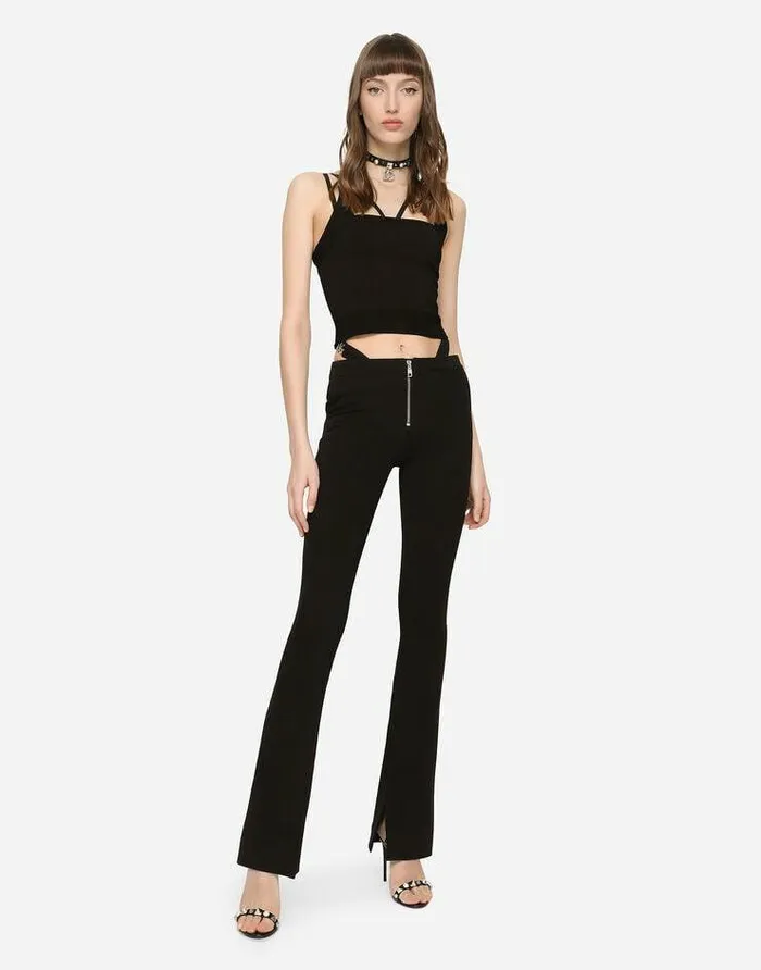 Dolce and Gabbana Trousers And Shorts Women 5pocket Jersey Pants With DG Details Black Dolce and Gabbana Trousers And Shorts Women 5pocket Jersey Pants With DG Details Black