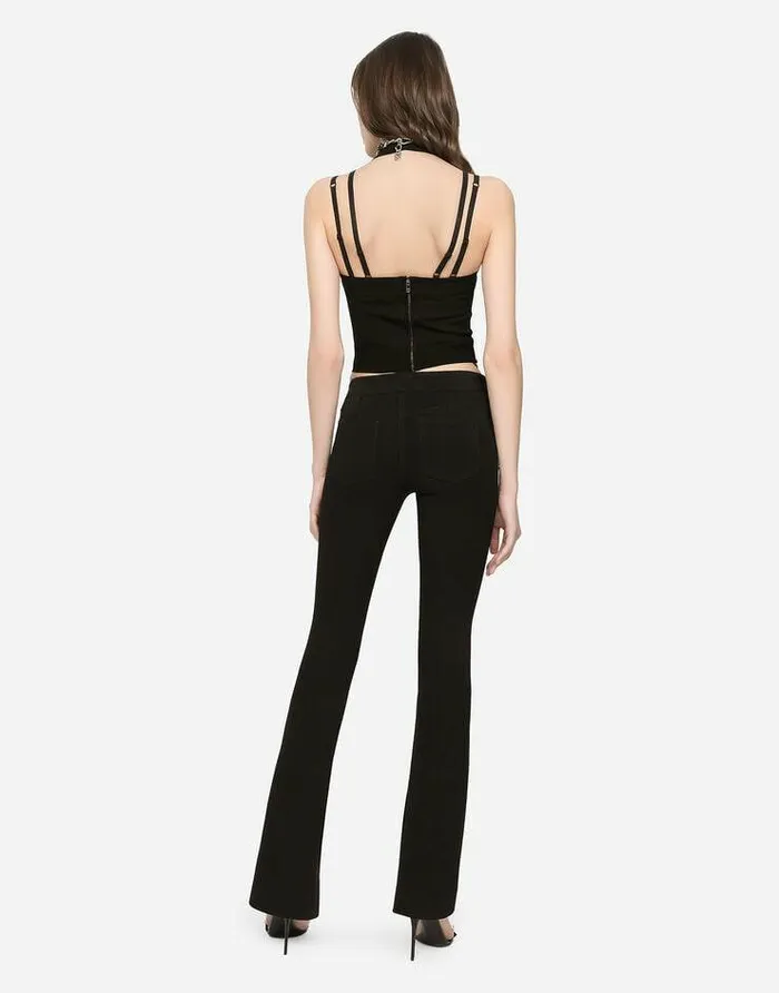 Dolce and Gabbana Trousers And Shorts Women 5pocket Jersey Pants With DG Details Black Dolce and Gabbana Trousers And Shorts Women 5pocket Jersey Pants With DG Details Black