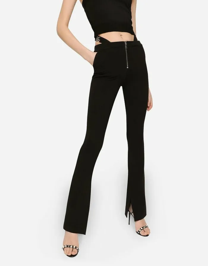 Dolce and Gabbana Trousers And Shorts Women 5pocket Jersey Pants With DG Details Black Dolce and Gabbana Trousers And Shorts Women 5pocket Jersey Pants With DG Details Black