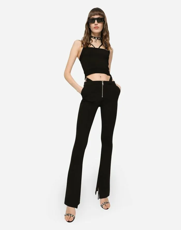 Dolce and Gabbana Trousers And Shorts Women 5pocket Jersey Pants With DG Details Black Dolce and Gabbana Trousers And Shorts Women 5pocket Jersey Pants With DG Details Black
