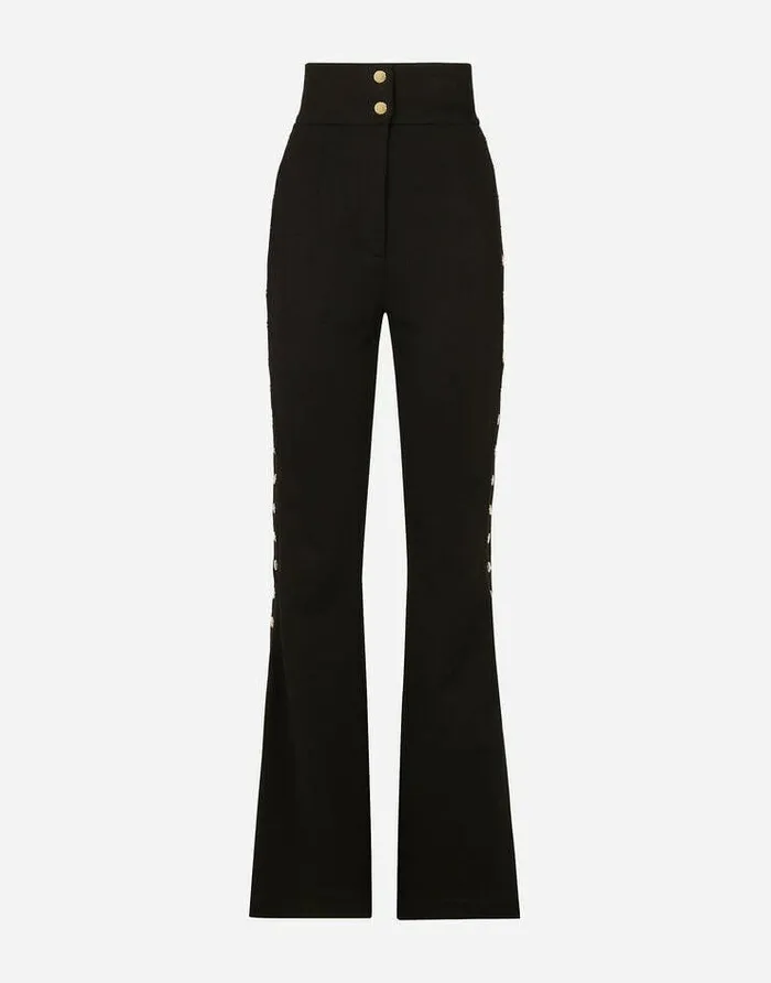 Dolce and Gabbana Trousers And Shorts Women Full Milano Pants With Buttons Down The Side Black Dolce and Gabbana Trousers And Shorts Women Full Milano Pants With Buttons Down The Side Black