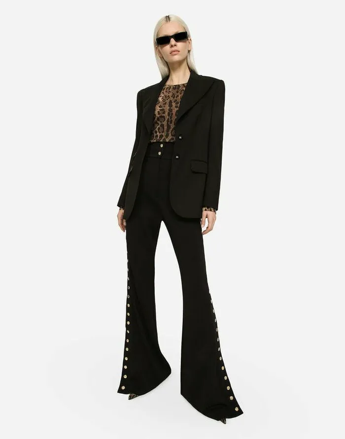 Dolce and Gabbana Trousers And Shorts Women Full Milano Pants With Buttons Down The Side Black Dolce and Gabbana Trousers And Shorts Women Full Milano Pants With Buttons Down The Side Black
