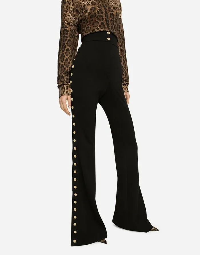 Dolce and Gabbana Trousers And Shorts Women Full Milano Pants With Buttons Down The Side Black Dolce and Gabbana Trousers And Shorts Women Full Milano Pants With Buttons Down The Side Black