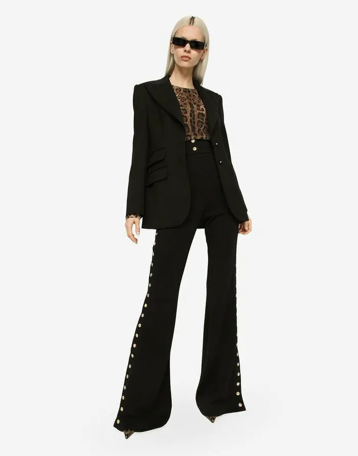 Dolce and Gabbana Trousers And Shorts Women Full Milano Pants With Buttons Down The Side Black Dolce and Gabbana Trousers And Shorts Women Full Milano Pants With Buttons Down The Side Black