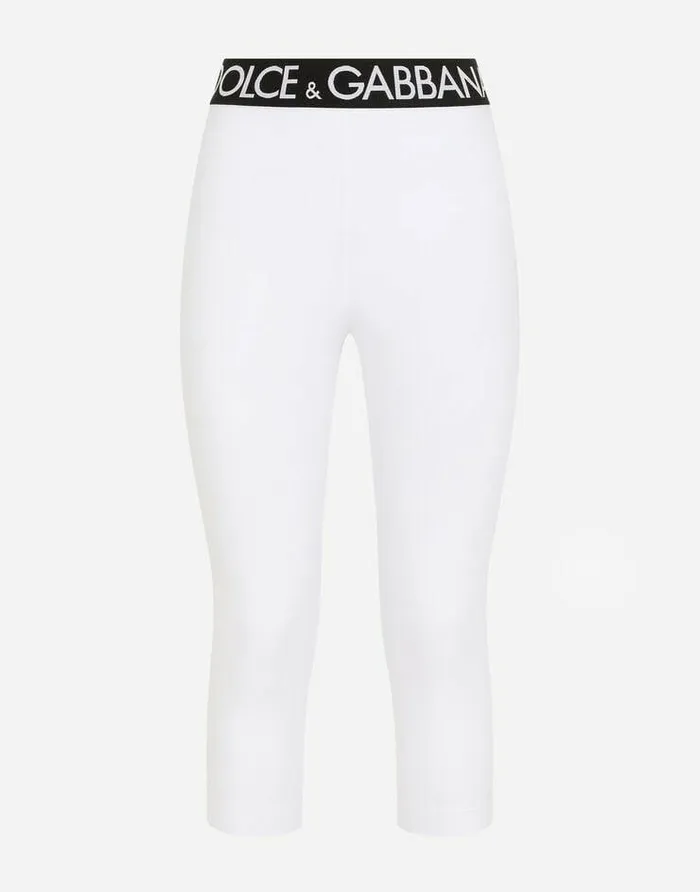 Dolce and Gabbana Trousers And Shorts Women Jersey Leggings With Branded Elastic White Dolce and Gabbana Trousers And Shorts Women Jersey Leggings With Branded Elastic White
