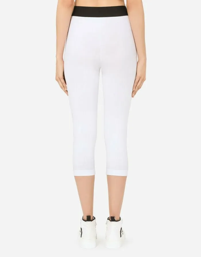 Dolce and Gabbana Trousers And Shorts Women Jersey Leggings With Branded Elastic White Dolce and Gabbana Trousers And Shorts Women Jersey Leggings With Branded Elastic White