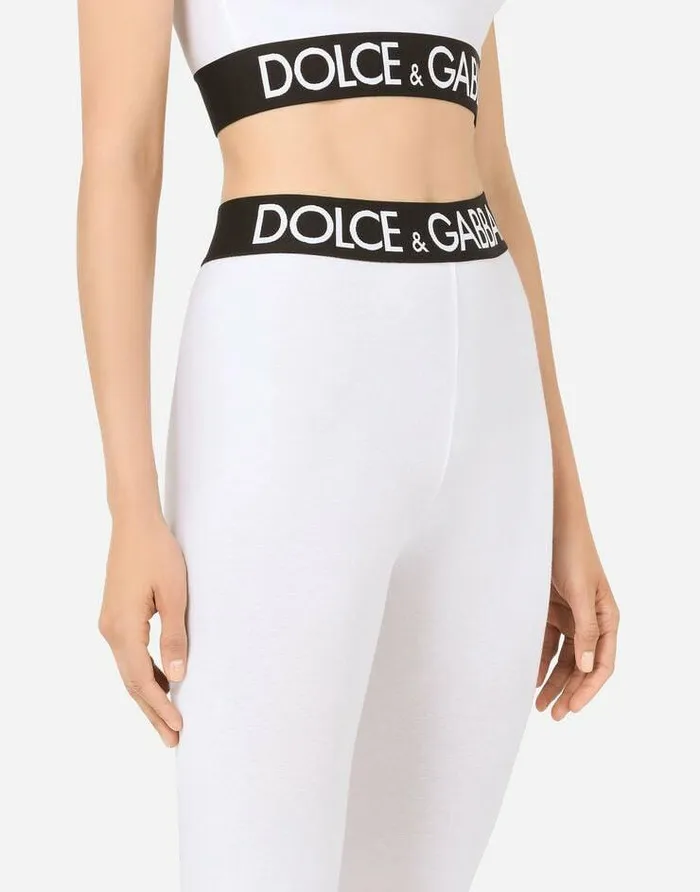 Dolce and Gabbana Trousers And Shorts Women Jersey Leggings With Branded Elastic White Dolce and Gabbana Trousers And Shorts Women Jersey Leggings With Branded Elastic White