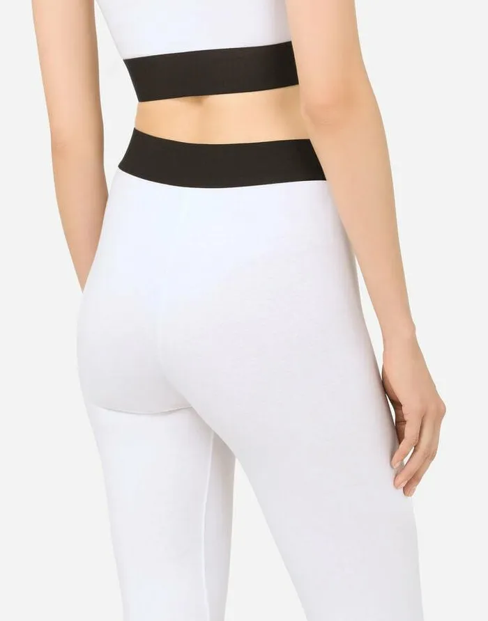 Dolce and Gabbana Trousers And Shorts Women Jersey Leggings With Branded Elastic White Dolce and Gabbana Trousers And Shorts Women Jersey Leggings With Branded Elastic White