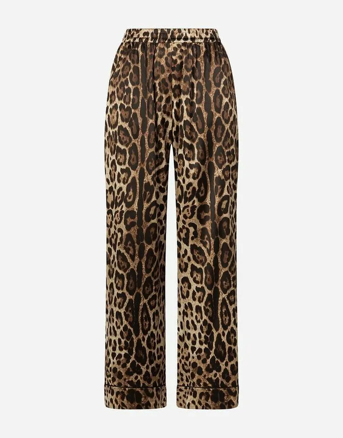 Dolce and Gabbana Trousers And Shorts Women Leopardprint Satin Pajama Pants Multicolor Dolce and Gabbana Trousers And Shorts Women Leopardprint Satin Pajama Pants Multicolor
