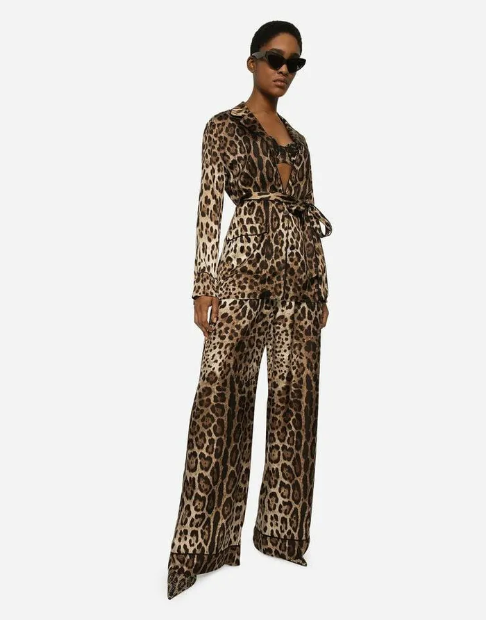 Dolce and Gabbana Trousers And Shorts Women Leopardprint Satin Pajama Pants Multicolor Dolce and Gabbana Trousers And Shorts Women Leopardprint Satin Pajama Pants Multicolor