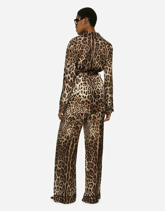 Dolce and Gabbana Trousers And Shorts Women Leopardprint Satin Pajama Pants Multicolor Dolce and Gabbana Trousers And Shorts Women Leopardprint Satin Pajama Pants Multicolor