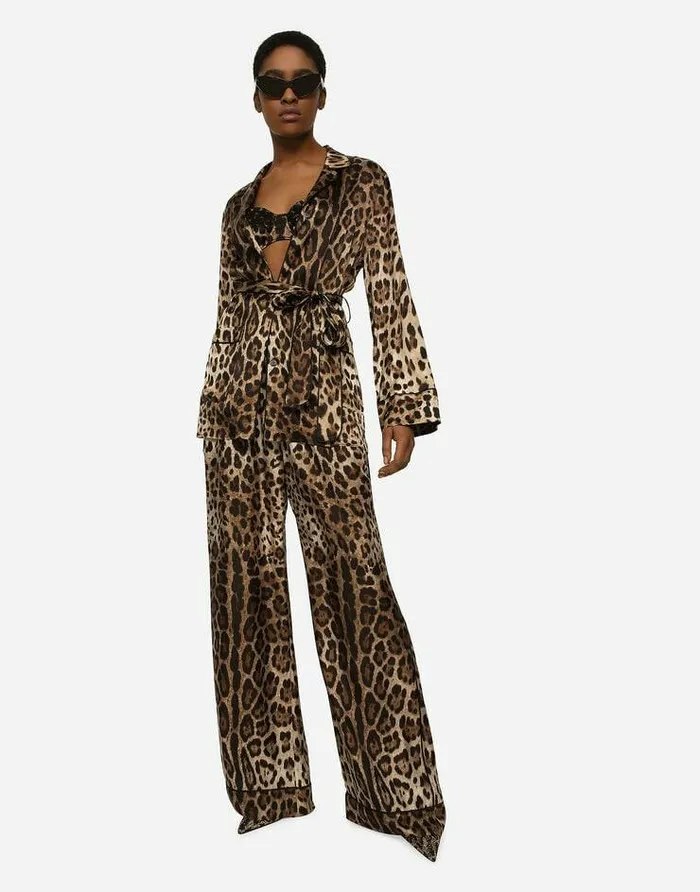Dolce and Gabbana Trousers And Shorts Women Leopardprint Satin Pajama Pants Multicolor Dolce and Gabbana Trousers And Shorts Women Leopardprint Satin Pajama Pants Multicolor