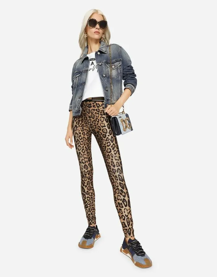Dolce and Gabbana Trousers And Shorts Women Leopardprint Spandexjersey Leggings Multicolor Dolce and Gabbana Trousers And Shorts Women Leopardprint Spandexjersey Leggings Multicolor