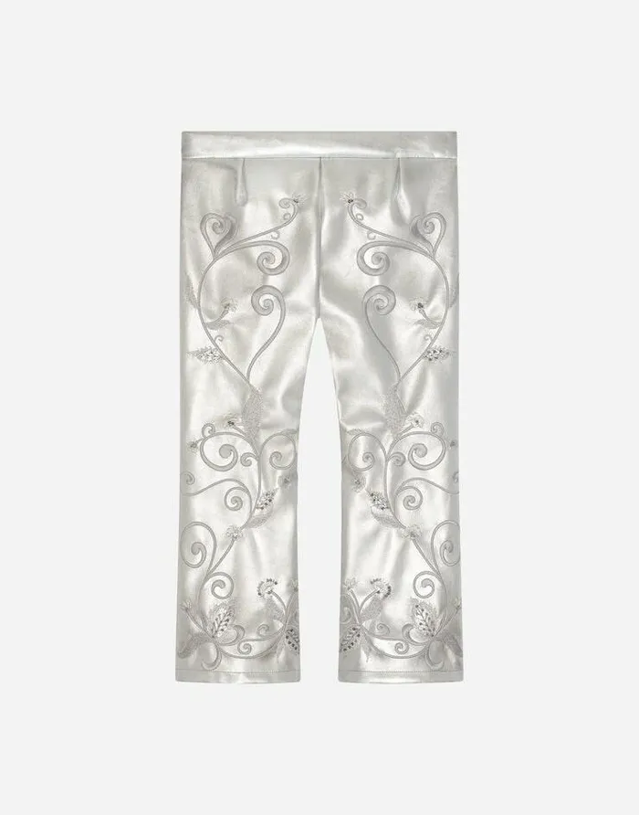 Dolce and Gabbana Trousers And Skirts Children Foiled Faux Leather Pants With Embellishment Multicolor Dolce and Gabbana Trousers And Skirts Children Foiled Faux Leather Pants With Embellishment Multicolor