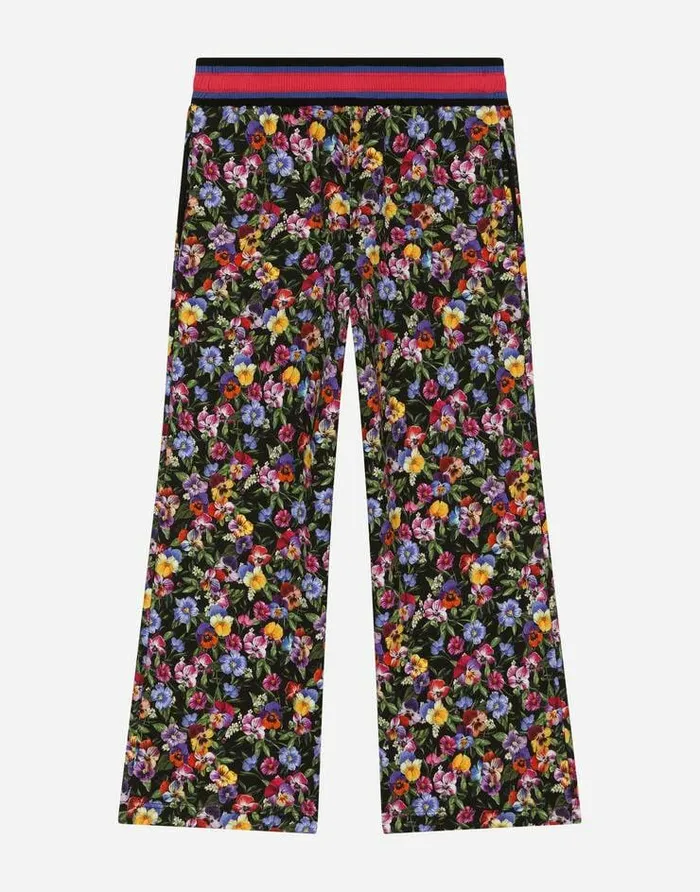 Dolce and Gabbana Trousers And Skirts Children Jersey Jogging Pants With Violet Print Black Dolce and Gabbana Trousers And Skirts Children Jersey Jogging Pants With Violet Print Black