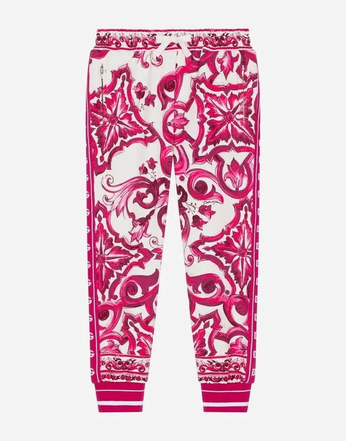 Dolce and Gabbana Trousers And Skirts Children Majolicaprint Jersey Jogging Pants Multicolor Dolce and Gabbana Trousers And Skirts Children Majolicaprint Jersey Jogging Pants Multicolor