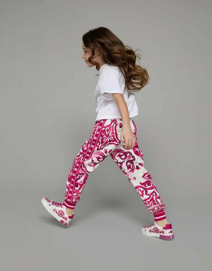 Dolce and Gabbana Trousers And Skirts Children Majolicaprint Jersey Jogging Pants Multicolor Dolce and Gabbana Trousers And Skirts Children Majolicaprint Jersey Jogging Pants Multicolor