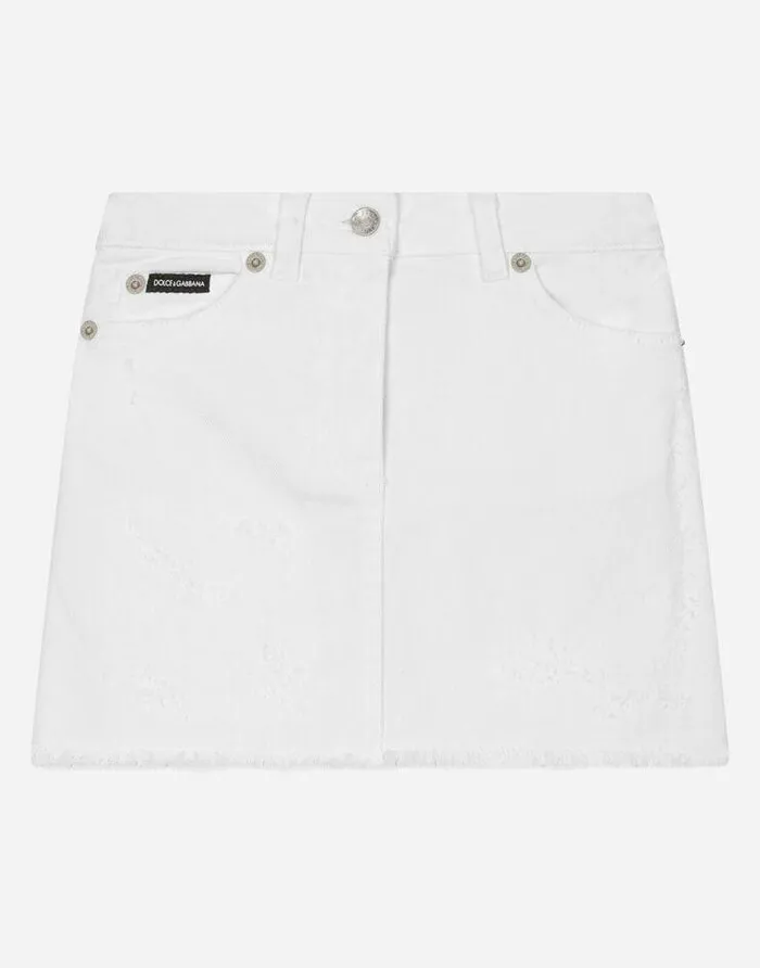 Dolce and Gabbana Trousers And Skirts Children Short White Stretch Denim Skirt White Dolce and Gabbana Trousers And Skirts Children Short White Stretch Denim Skirt White