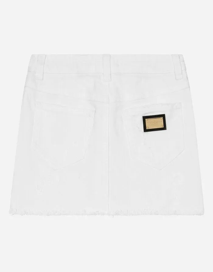 Dolce and Gabbana Trousers And Skirts Children Short White Stretch Denim Skirt White Dolce and Gabbana Trousers And Skirts Children Short White Stretch Denim Skirt White