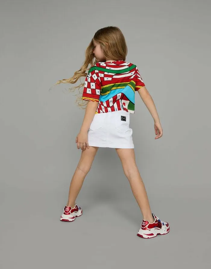 Dolce and Gabbana Trousers And Skirts Children Short White Stretch Denim Skirt White Dolce and Gabbana Trousers And Skirts Children Short White Stretch Denim Skirt White