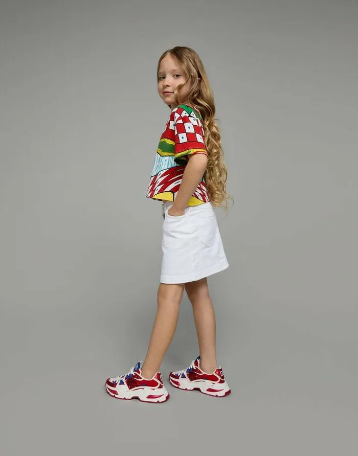 Dolce and Gabbana Trousers And Skirts Children Short White Stretch Denim Skirt White Dolce and Gabbana Trousers And Skirts Children Short White Stretch Denim Skirt White