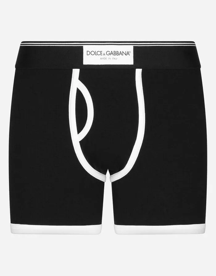 Dolce and Gabbana Underwear And Loungewear Men Longleg Twoway Stretch Cotton Boxers With Print Black Dolce and Gabbana Underwear And Loungewear Men Longleg Twoway Stretch Cotton Boxers With Print Black