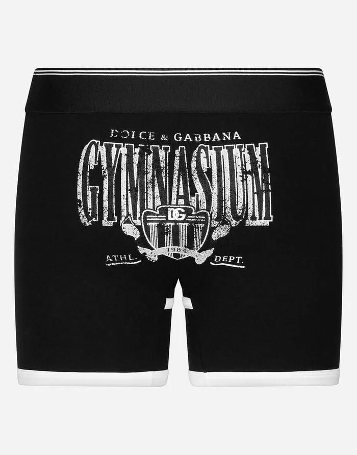 Dolce and Gabbana Underwear And Loungewear Men Longleg Twoway Stretch Cotton Boxers With Print Black Dolce and Gabbana Underwear And Loungewear Men Longleg Twoway Stretch Cotton Boxers With Print Black