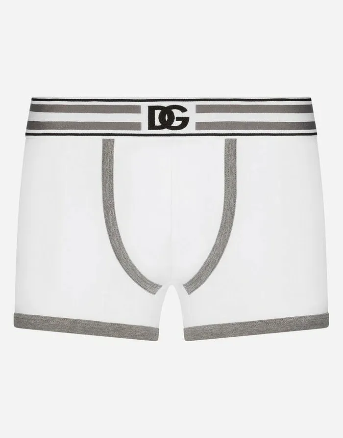 Dolce and Gabbana Underwear And Loungewear Men Regularfit Twoway Stretch Jersey Boxers With DG Logo Grey Dolce and Gabbana Underwear And Loungewear Men Regularfit Twoway Stretch Jersey Boxers With DG Logo Grey