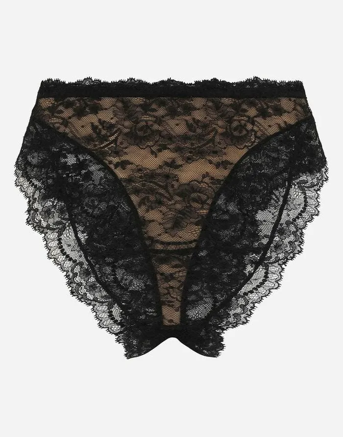 Dolce and Gabbana Underwear Women Highwaisted Chantilly Lace Panties Black Dolce and Gabbana Underwear Women Highwaisted Chantilly Lace Panties Black