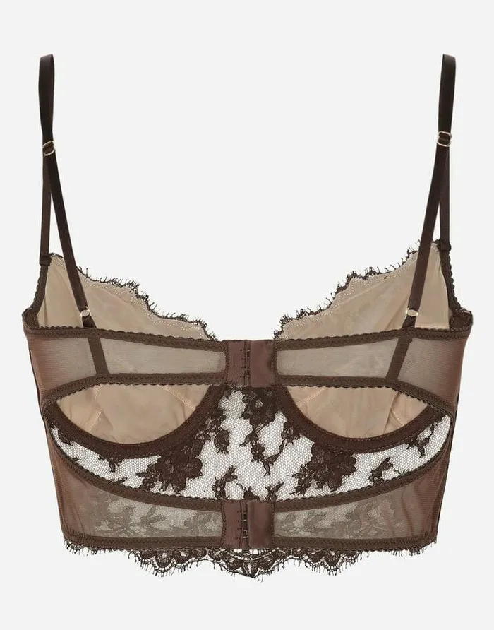 Dolce and Gabbana Underwear Women Lace Lingerie Top Brown Dolce and Gabbana Underwear Women Lace Lingerie Top Brown