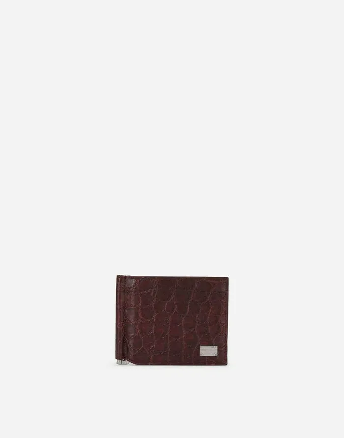Dolce and Gabbana Wallets And Small Leather Goods Men Crocodile Bifold Wallet With Moneyclip And Branded Tag Bordeaux Dolce and Gabbana Wallets And Small Leather Goods Men Crocodile Bifold Wallet With Moneyclip And Branded Tag Bordeaux