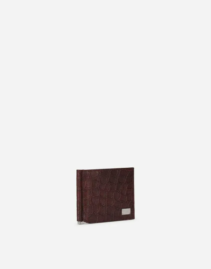 Dolce and Gabbana Wallets And Small Leather Goods Men Crocodile Bifold Wallet With Moneyclip And Branded Tag Bordeaux Dolce and Gabbana Wallets And Small Leather Goods Men Crocodile Bifold Wallet With Moneyclip And Branded Tag Bordeaux